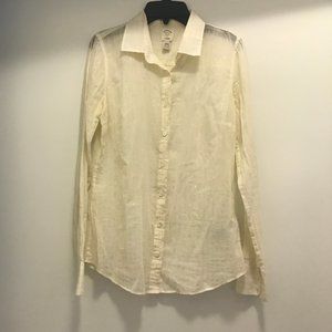 J.Crew Gold Metallic Stripes Off-White Button Down